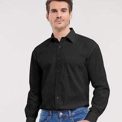 Long sleeve pure cotton easycare poplin shirt
