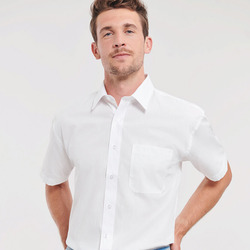 Short sleeve pure cotton easycare poplin shirt