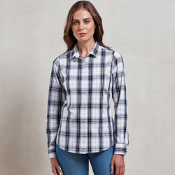 Women's Ginmill check cotton long sleeve shirt