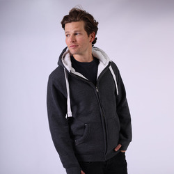Sherpa Fleece Zip Hoodie-Peach Finished